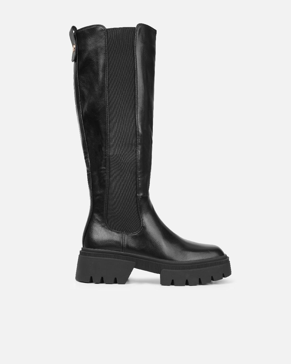 Simmi Black Knee High Chunky Boots