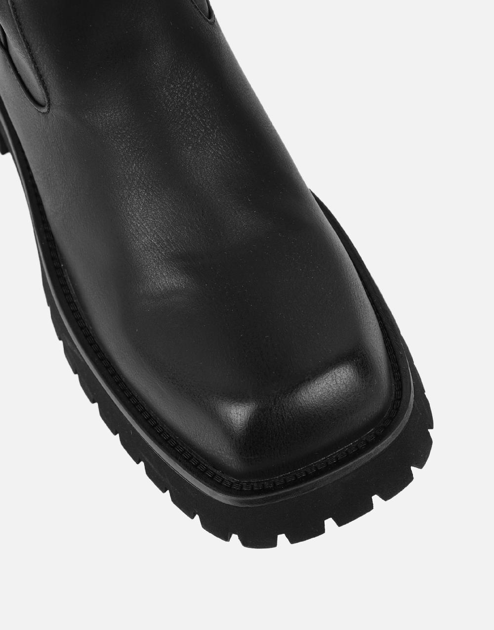 Simmi Black Knee High Tab Detail Boots