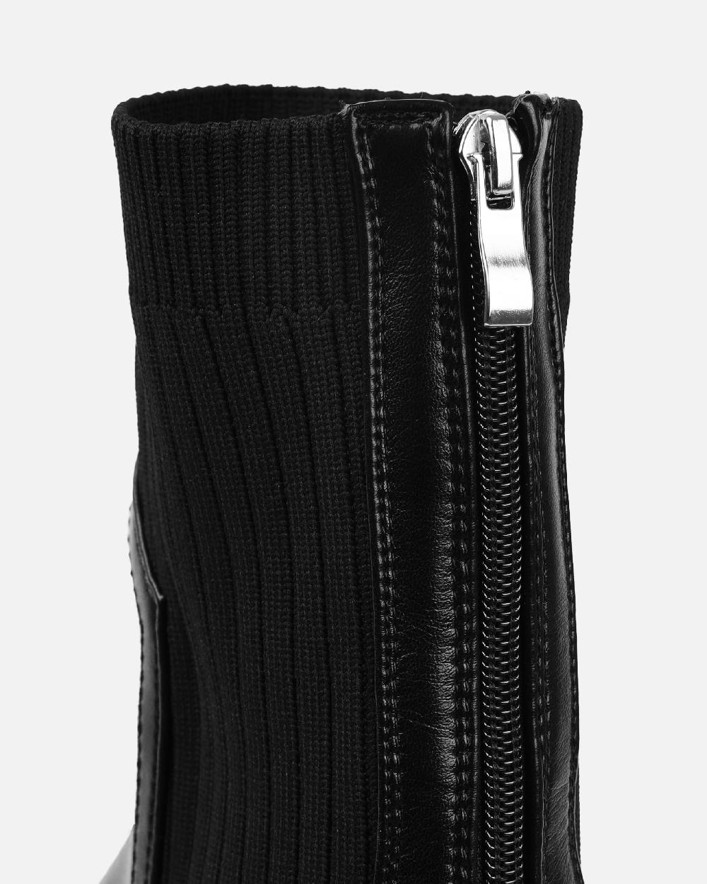 Simmi Black Knit Chunky Ankle Boots