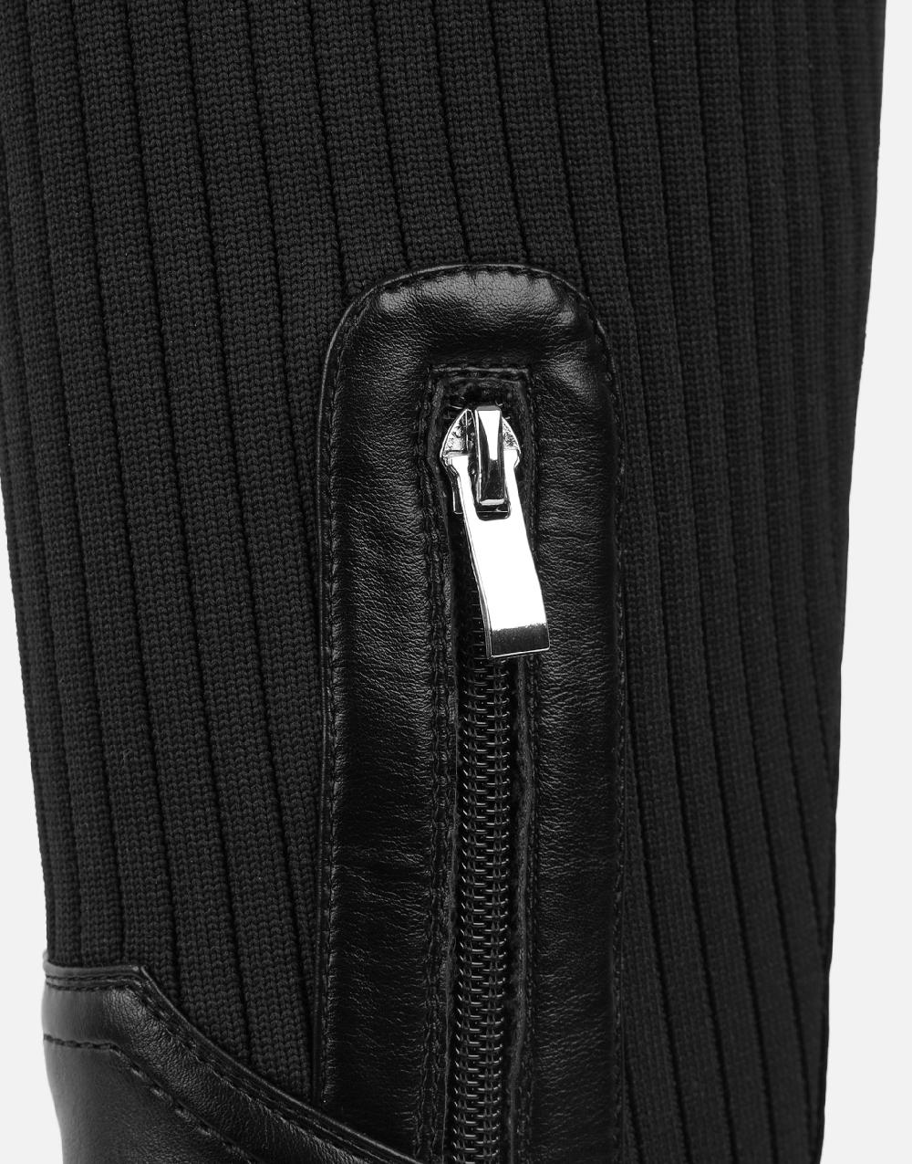 Simmi Black Knit Knee High Chunky Boots