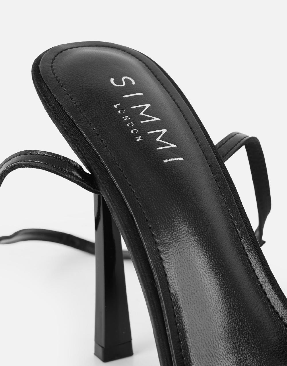 Simmi Black Lace Bow Detail Heeled Sandals