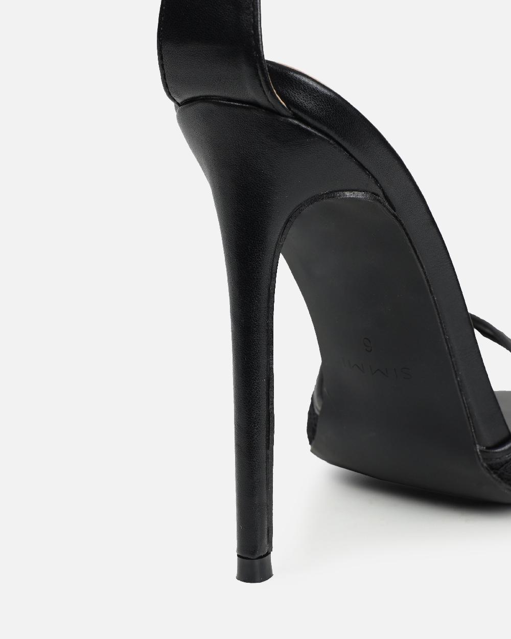 Simmi Black Lace Heeled Sandals