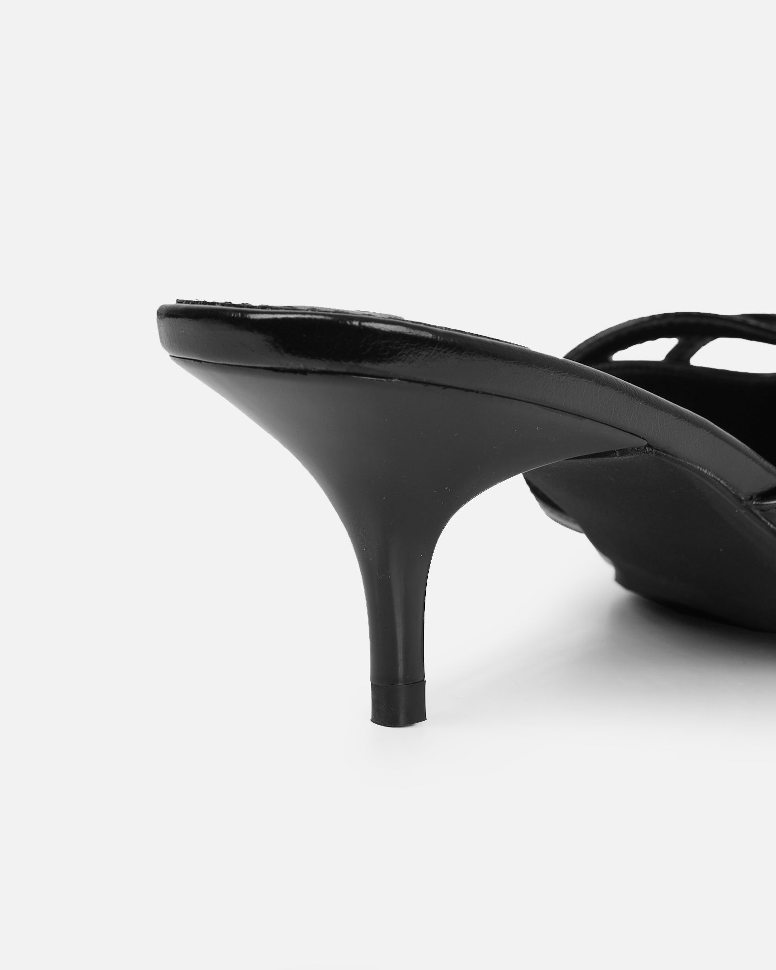 Simmi Black Low Heel Buckle Mules