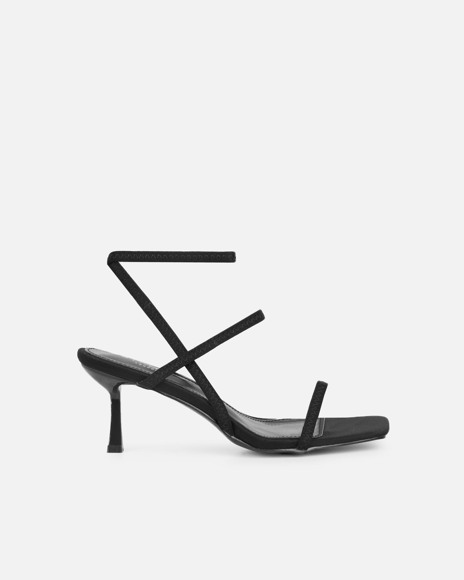 Simmi Black Lycra Strappy Heeled Sandals