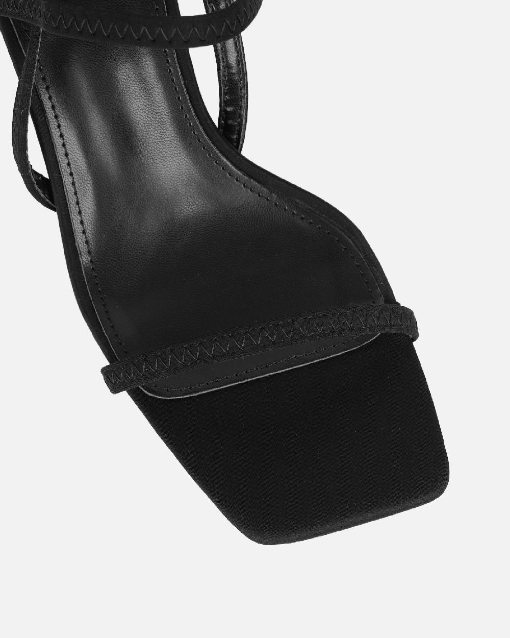 Simmi Black Lycra Strappy Heeled Sandals