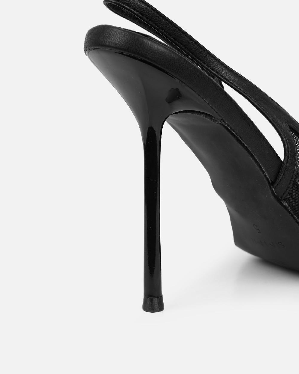 Simmi Black Mesh Slingback Courts