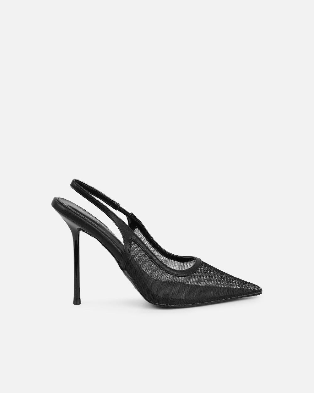 Simmi Black Mesh Slingback Courts