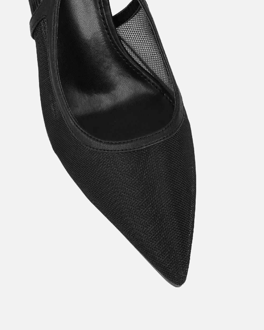 Simmi Black Mesh Slingback Courts