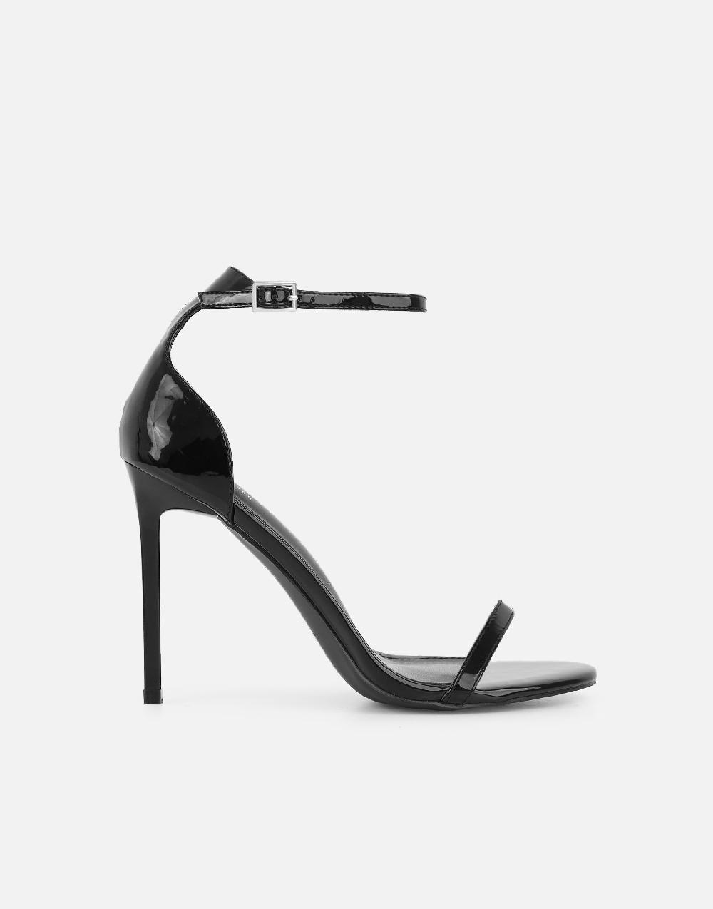 Simmi Black Patent Barely There Heeled Sandals