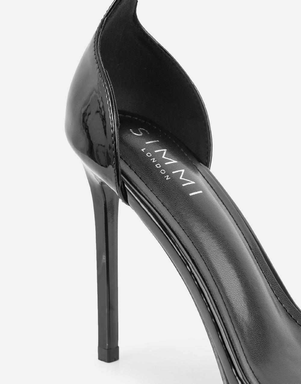 Simmi Black Patent Barely There Heeled Sandals