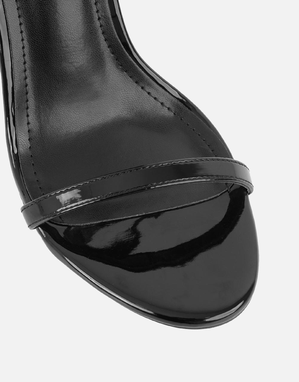 Simmi Black Patent Barely There Heeled Sandals