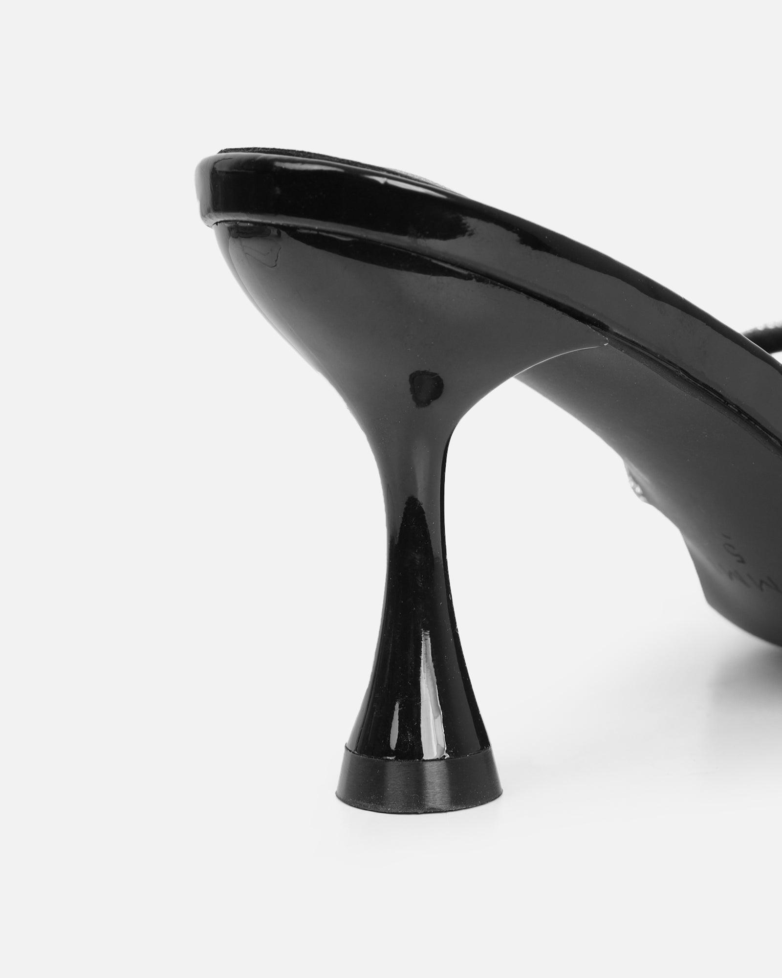 Simmi Black Patent Diamante Mid Heeled Sandals