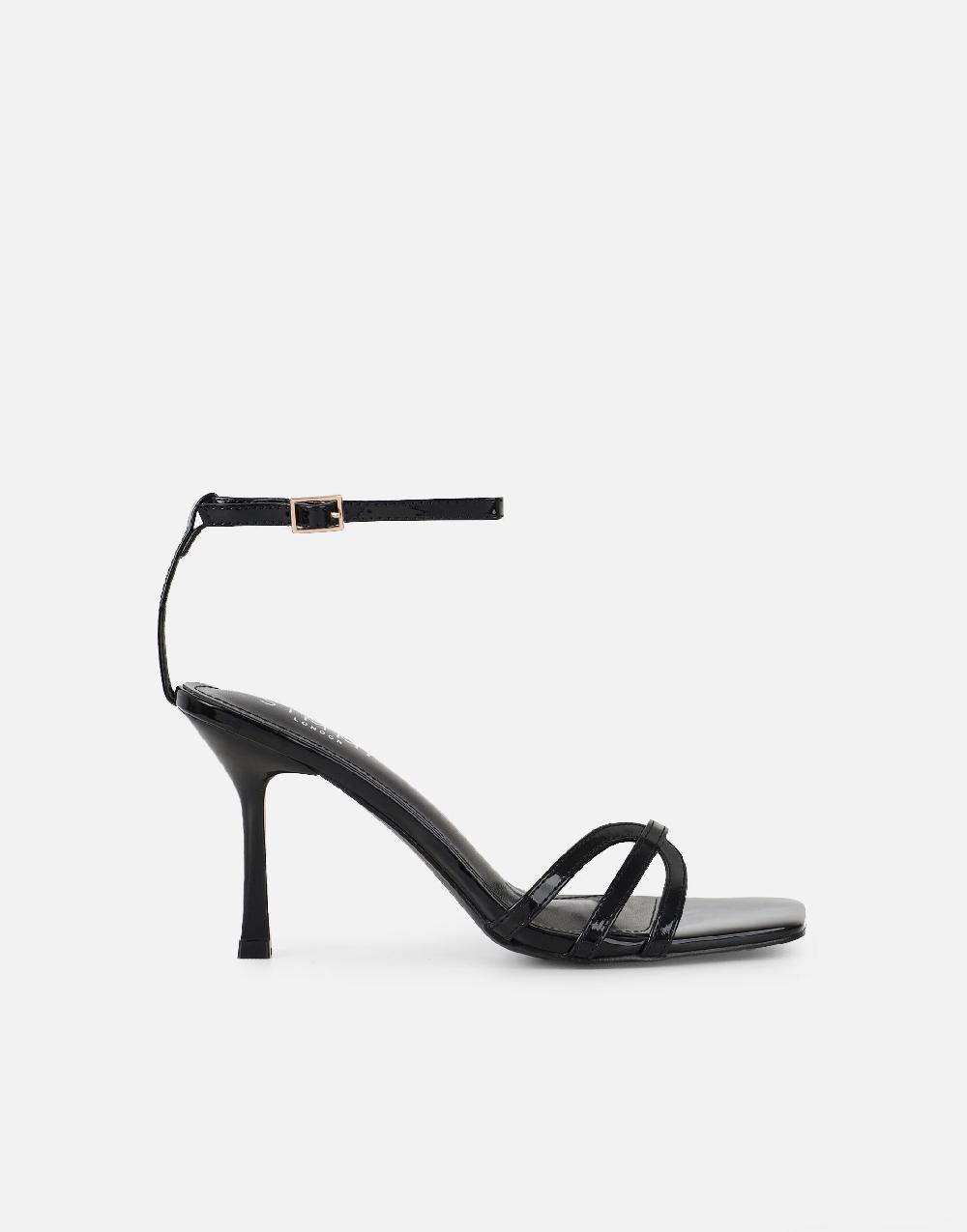 Simmi Black Patent Heeled Sandals