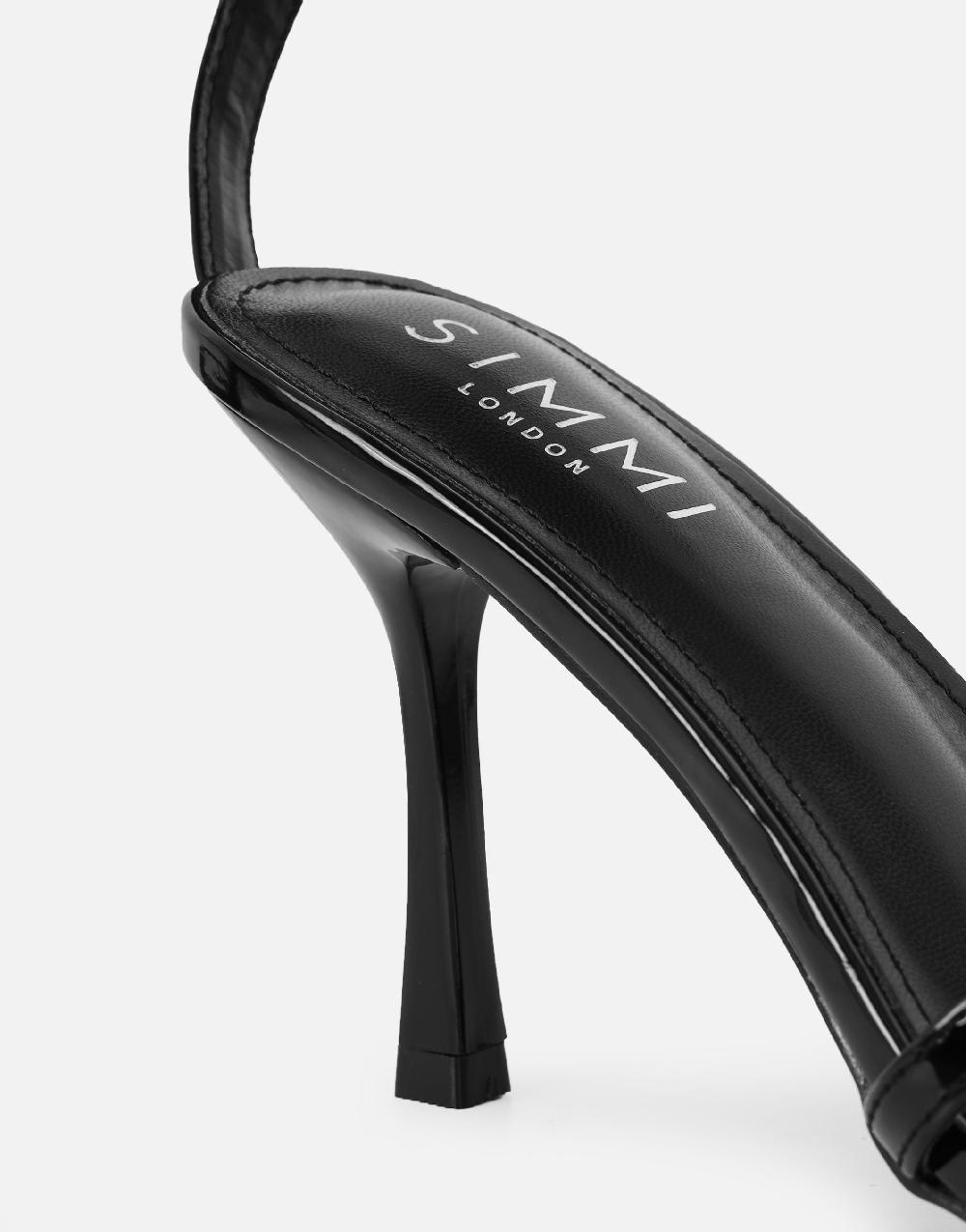 Simmi Black Patent Heeled Sandals