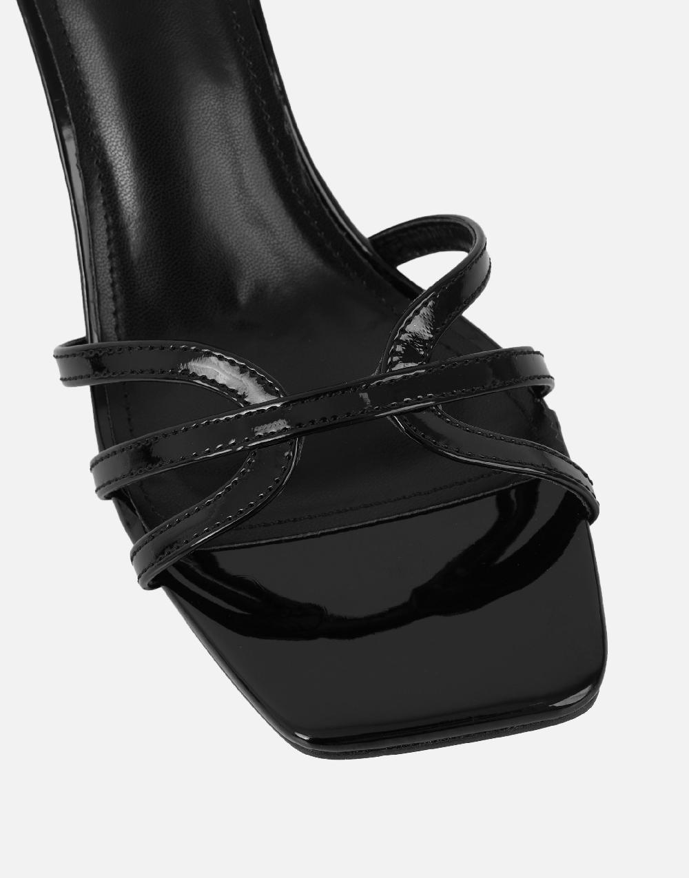 Simmi Black Patent Heeled Sandals