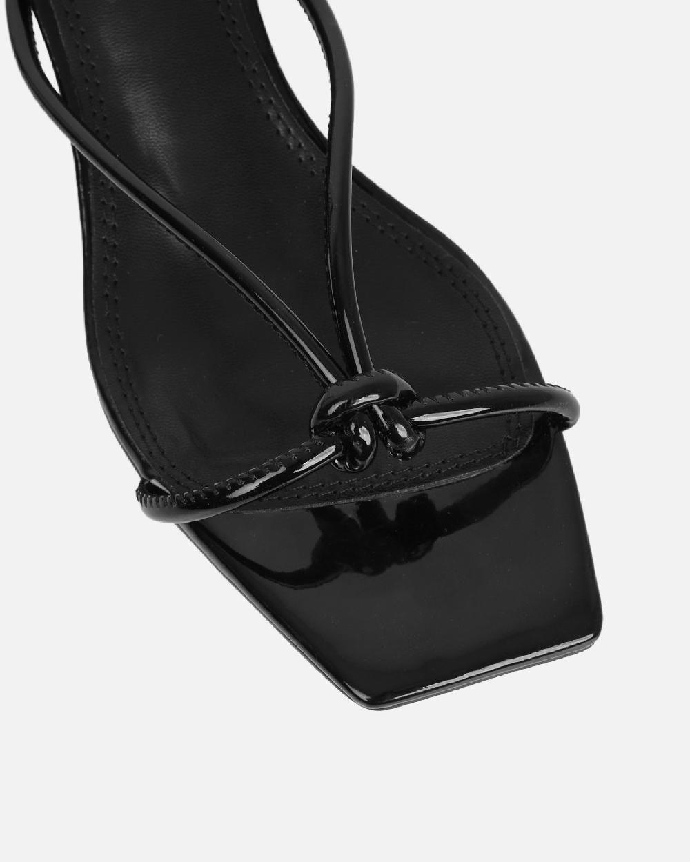 Simmi Black Patent Knotted Mules