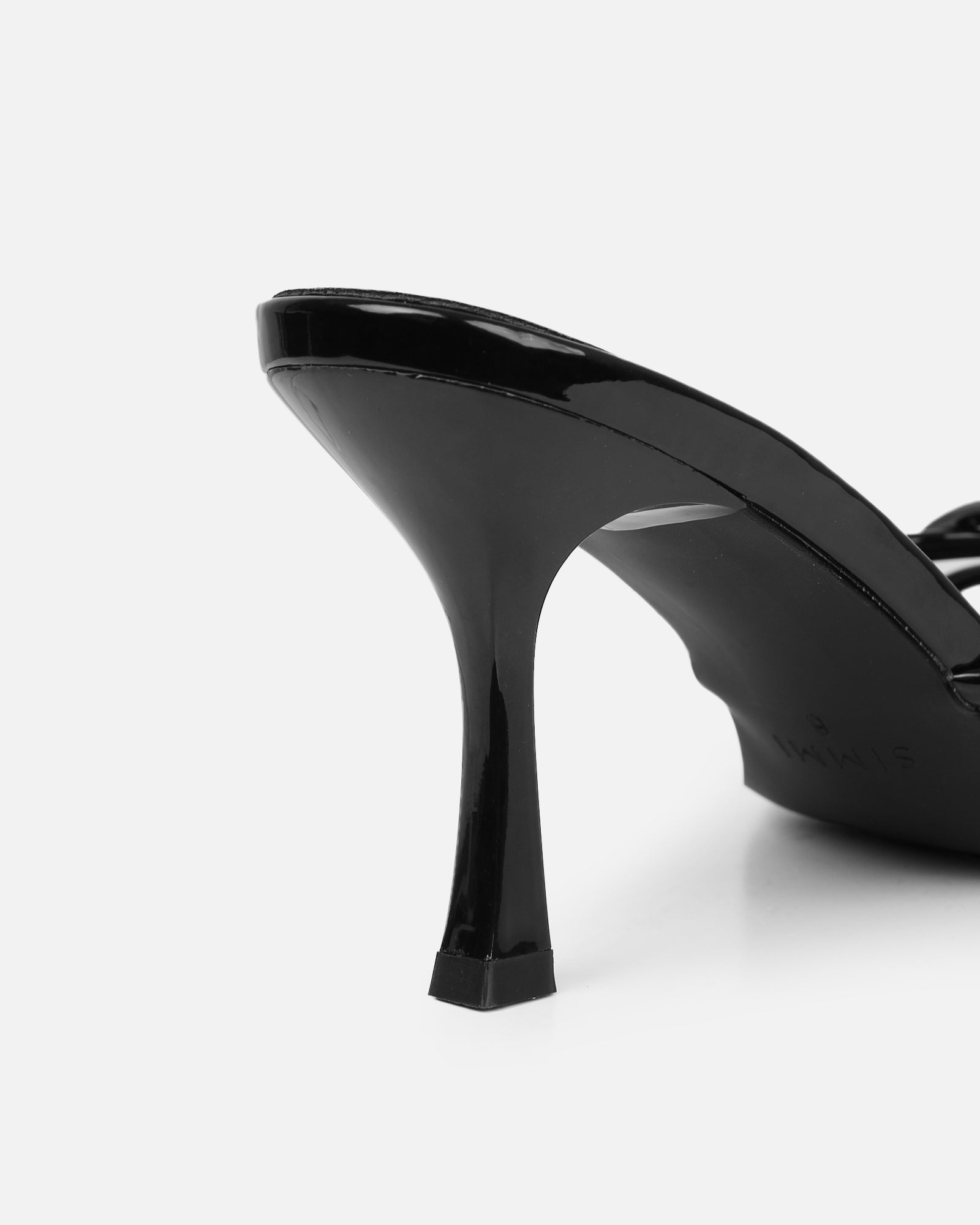 Simmi Black Patent Mid Heeled Sandals
