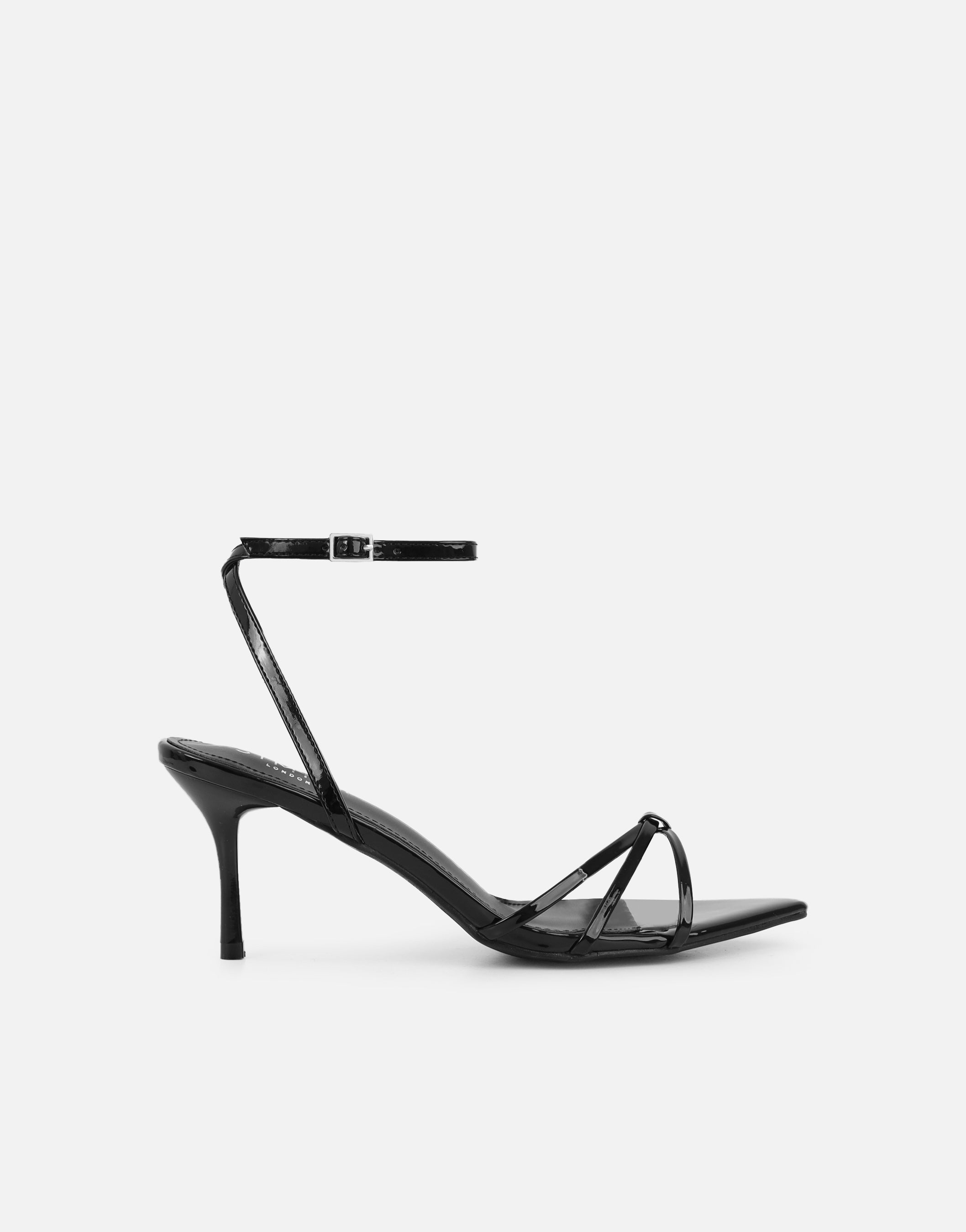 Simmi Black Patent Strappy Heeled Sandals