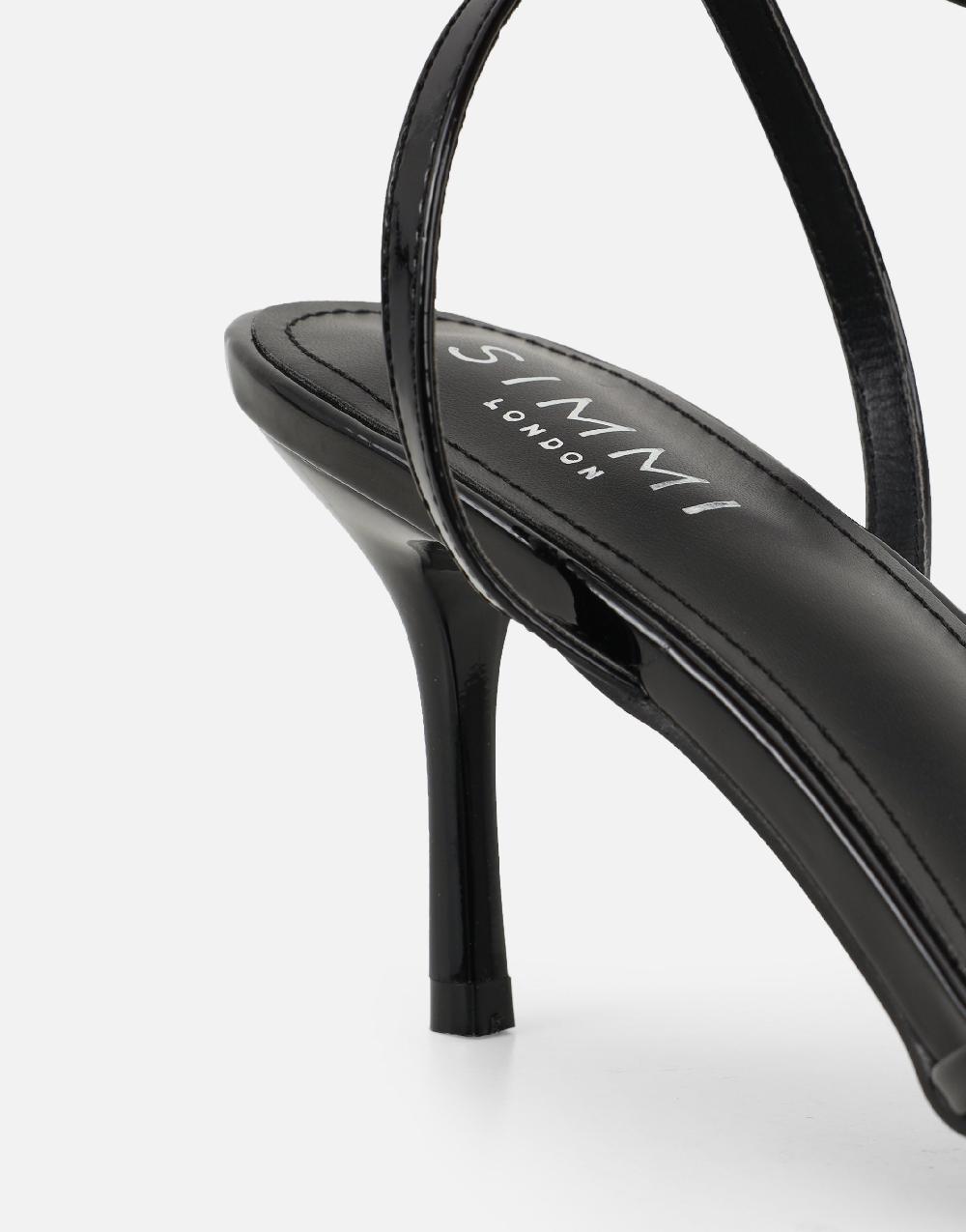 Simmi Black Patent Strappy Heeled Sandals