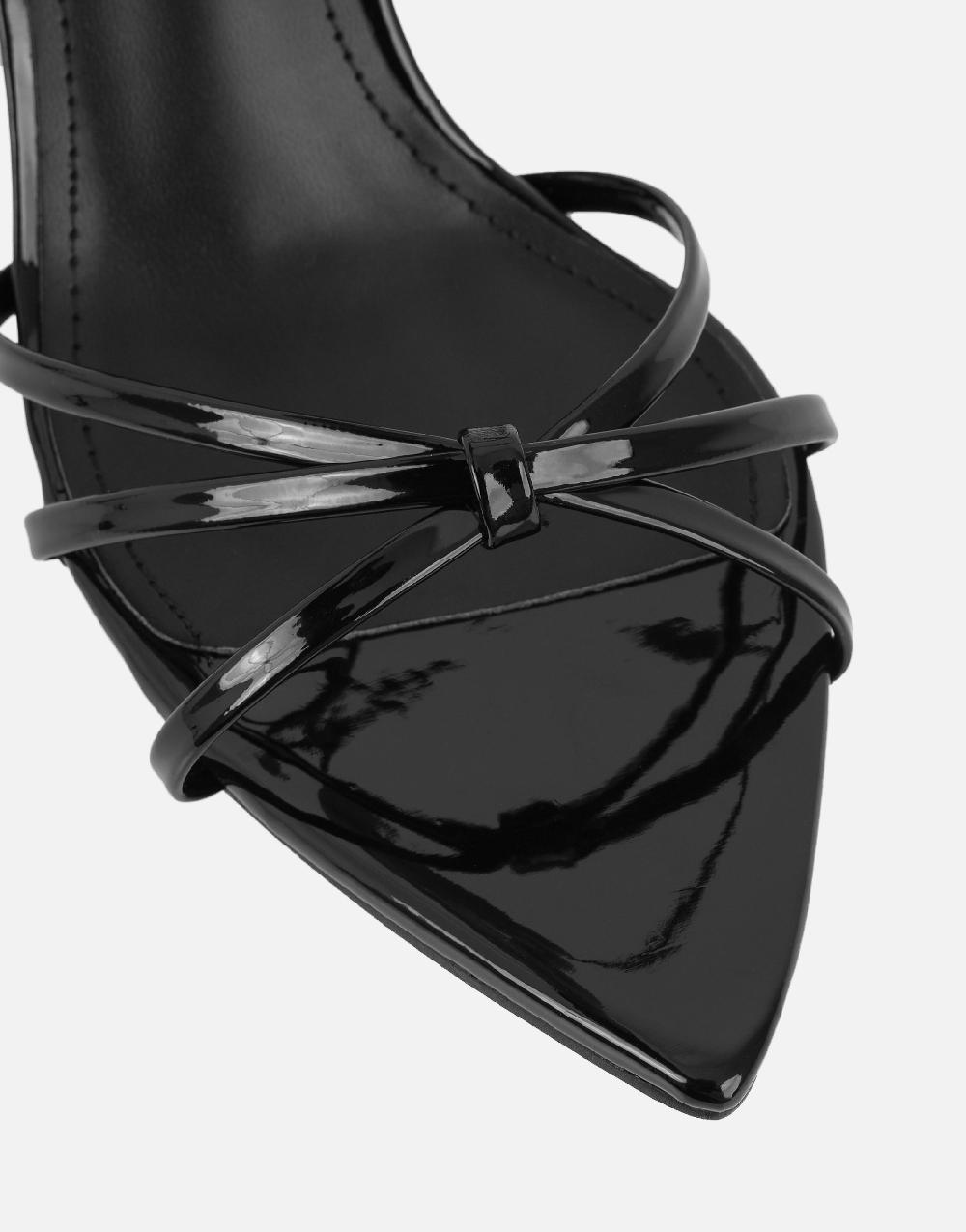 Simmi Black Patent Strappy Heeled Sandals