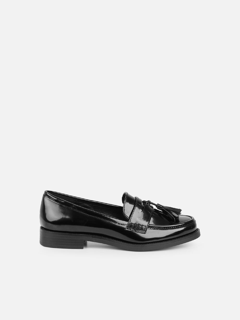Simmi Black Patent Tassel Loafers