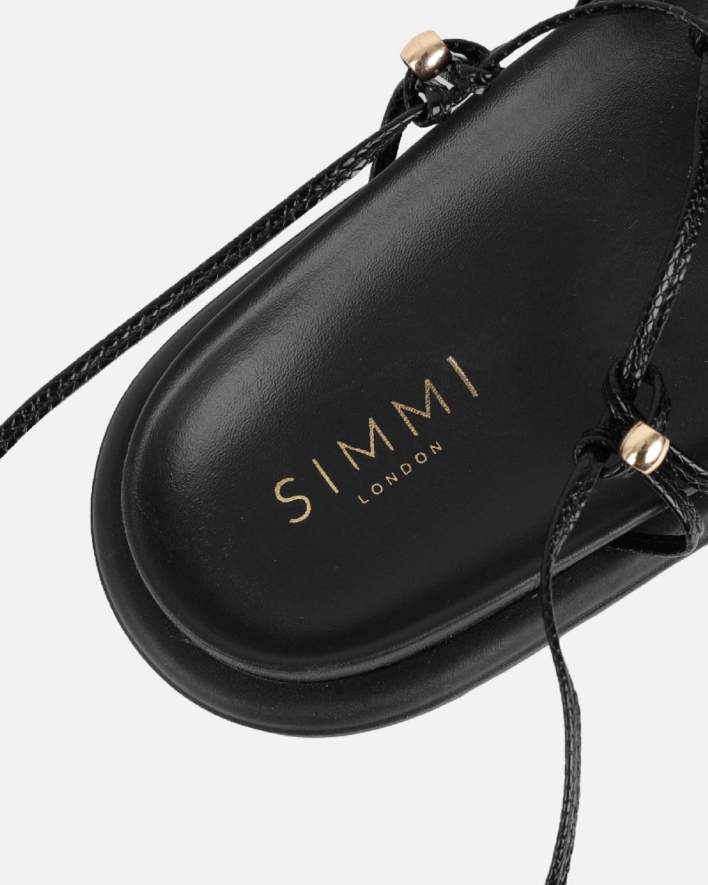 Simmi Black Rope Tie Up Sandals