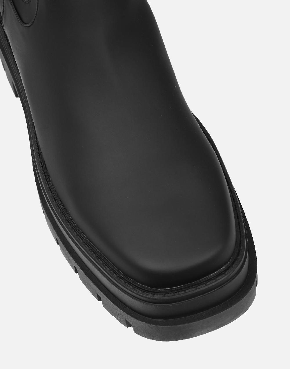 Simmi Black Rubberized Chunky Chelsea Boots