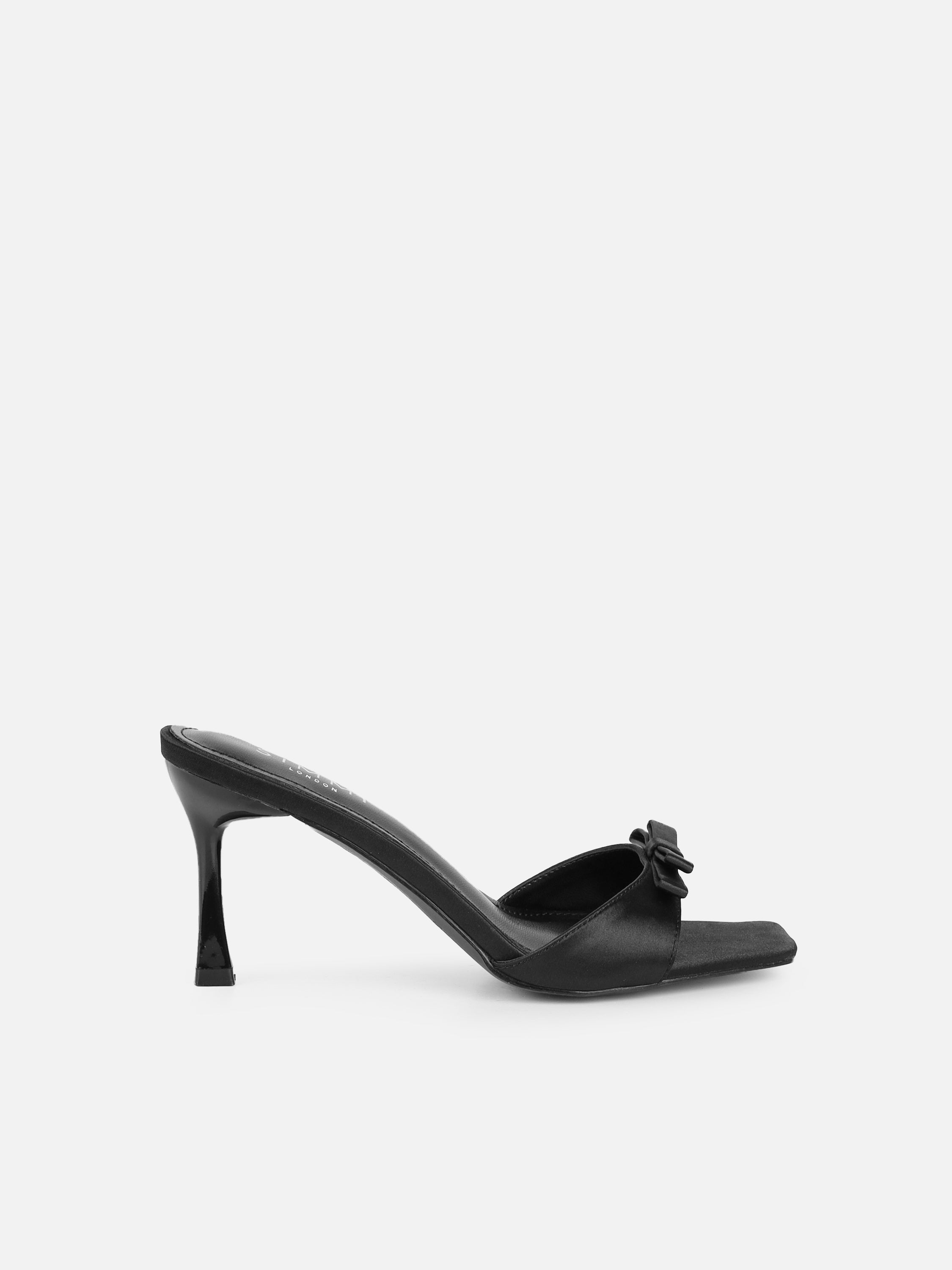 Simmi Black Satin Bow Detail Mules