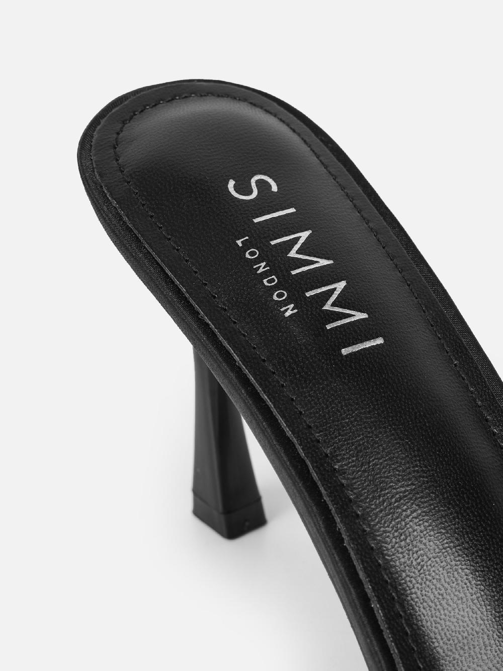 Simmi Black Satin Bow Detail Mules