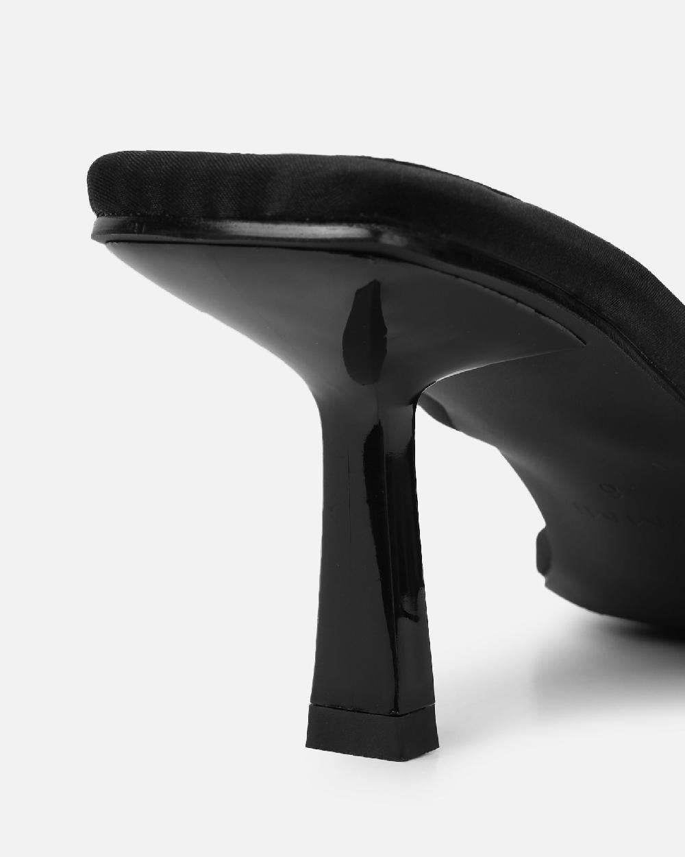 Simmi Black Satin Padded Toe Thong Sandals