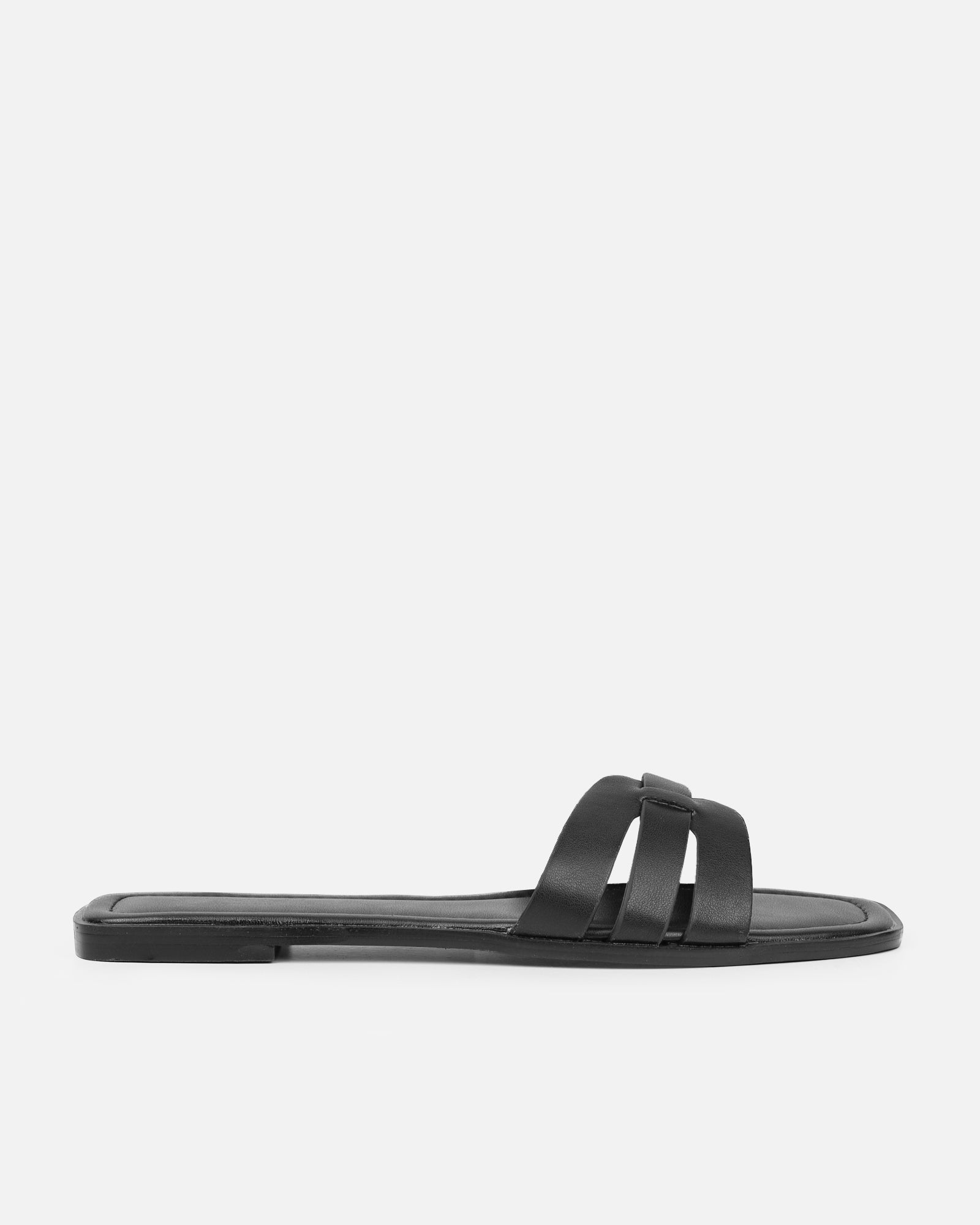 Simmi Black Slip On Flat Sandals