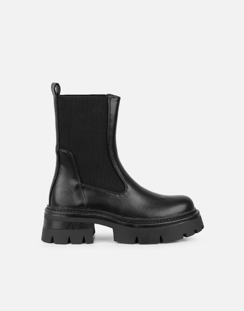 Simmi Black Sock Chunky Ankle Boots