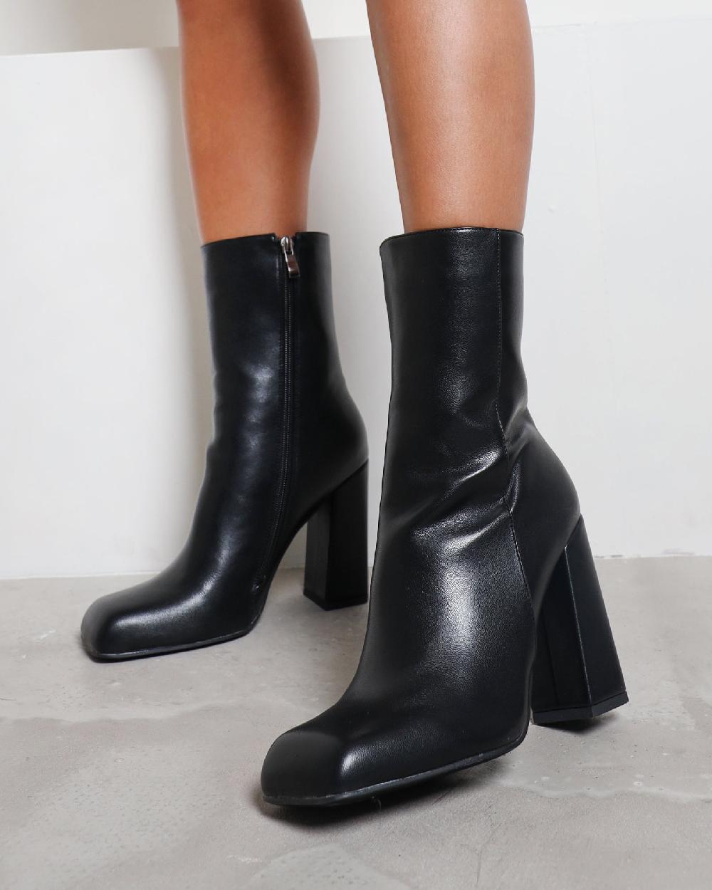 simmi Black Square Toe Ankle Boots
