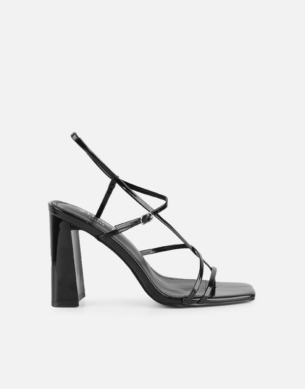 Simmi Black Strappy Block Heeled Sandals