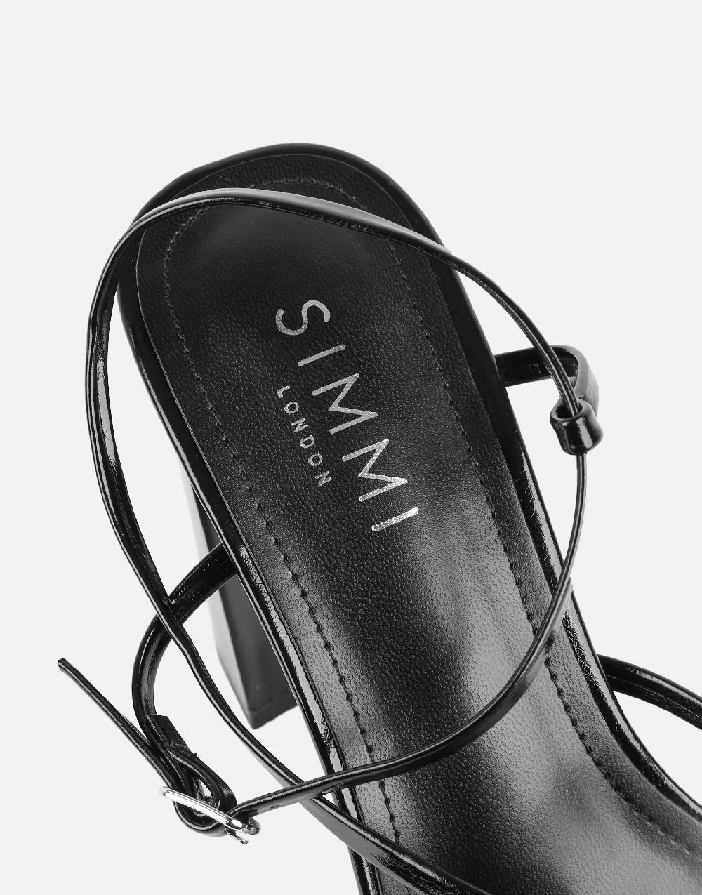 Simmi Black Strappy Block Heeled Sandals