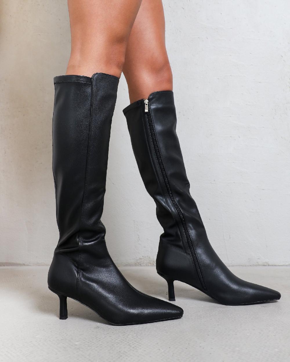 simmi Black Stretch Knee Boots