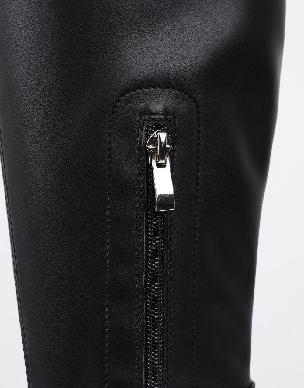 Simmi Black Stretch Knee High Chunky Boots