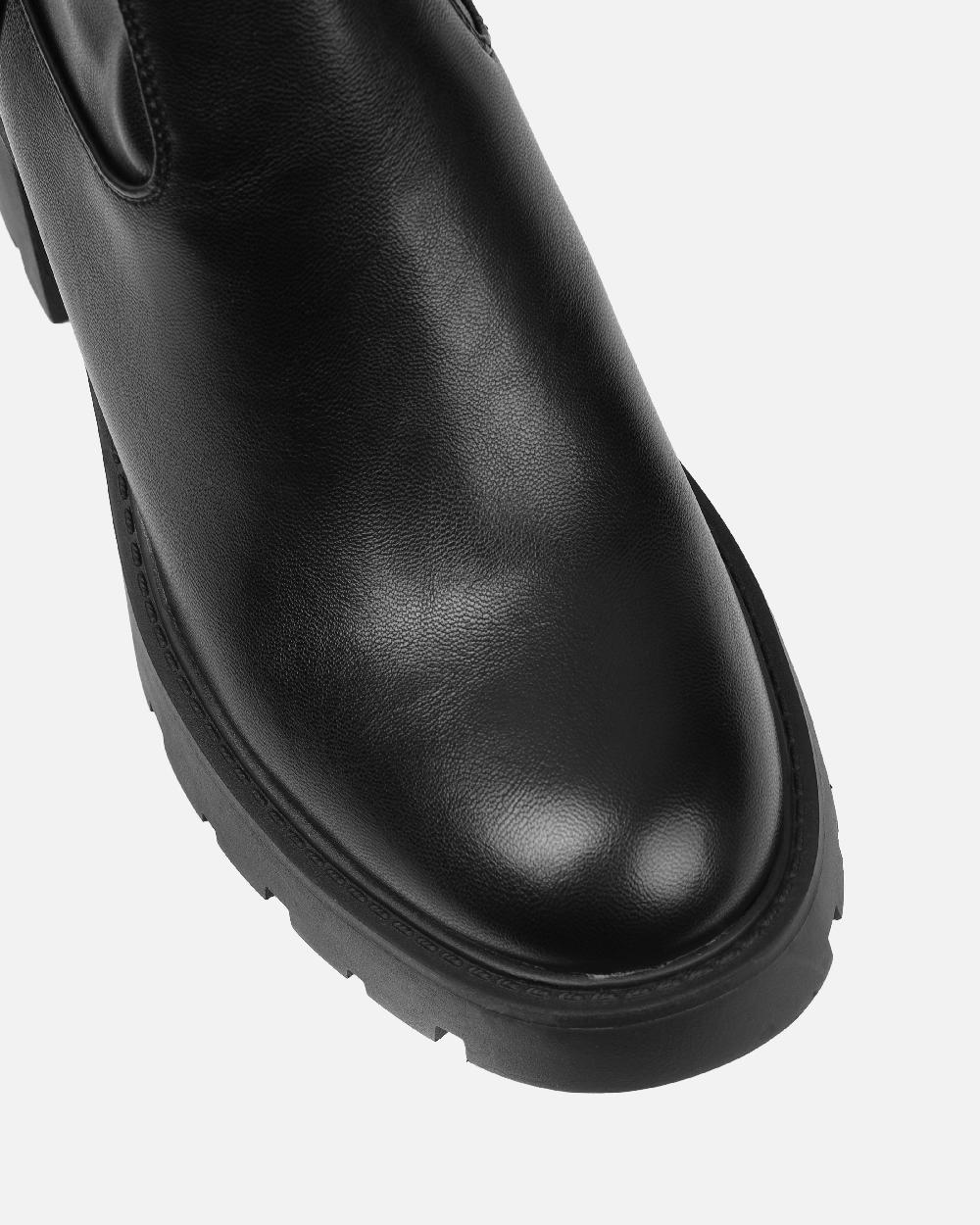 Simmi Black Stretch Knee High Chunky Boots