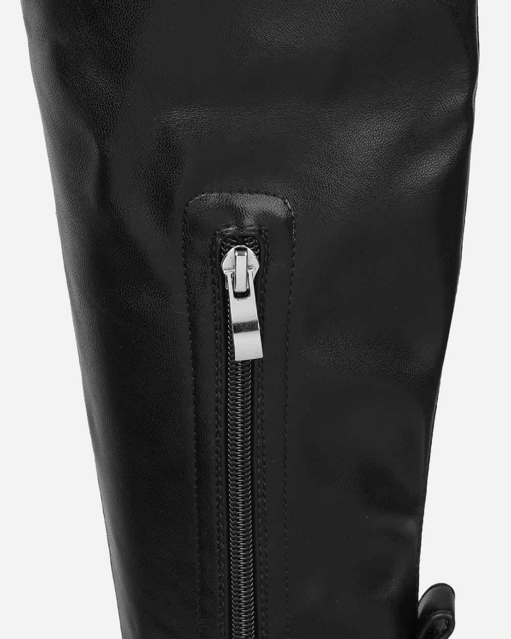 Simmi Black Stretch Knee High Chunky Boots