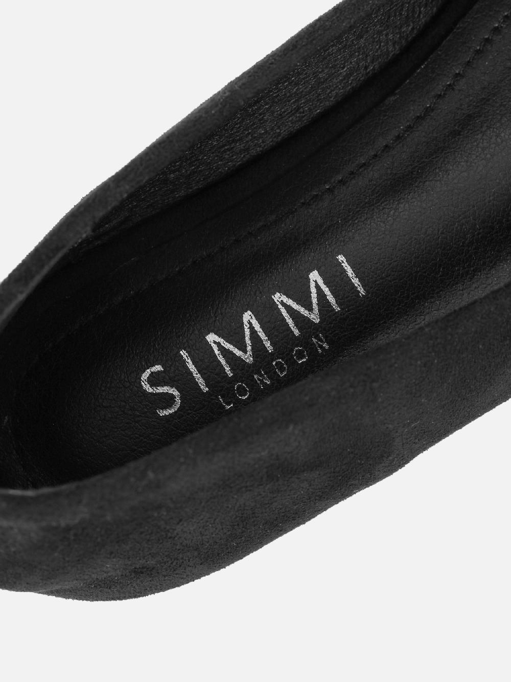 Simmi Black Suede Ballerina Flats