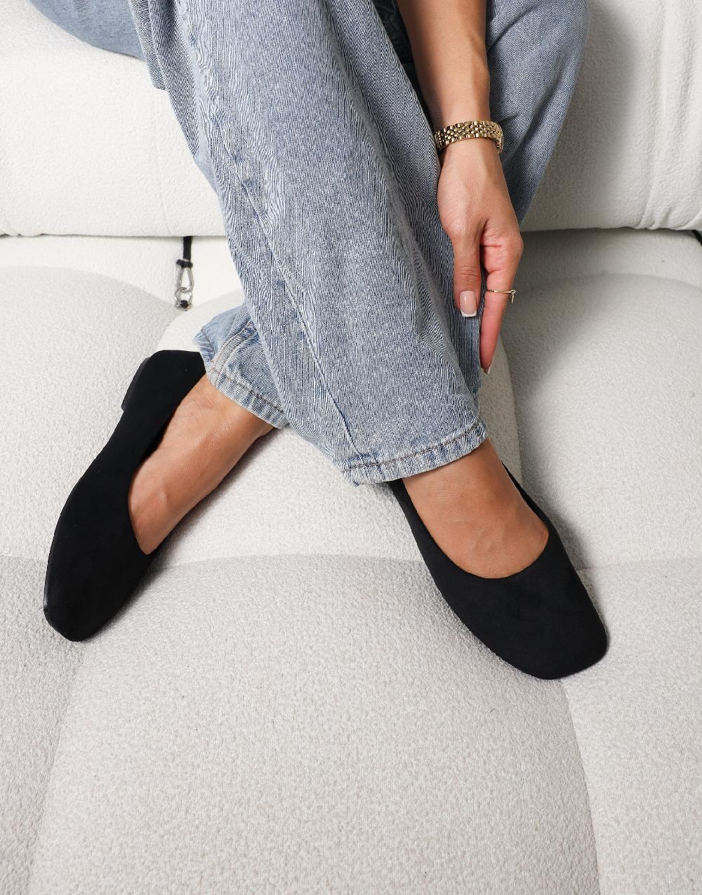 simmi Black Suede Ballerina Flats