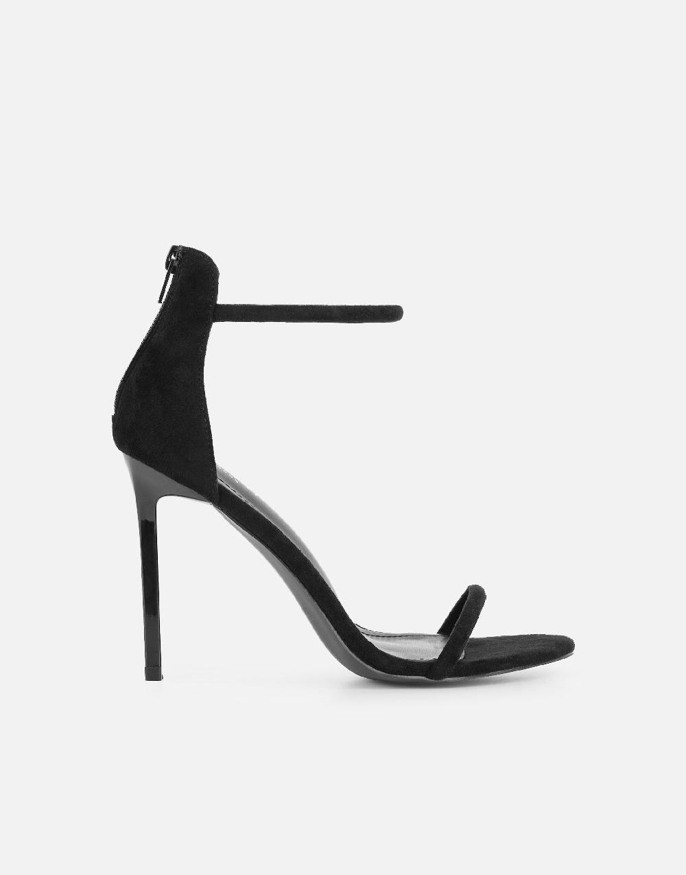 Simmi Black Suede Barely There Heeled Sandals