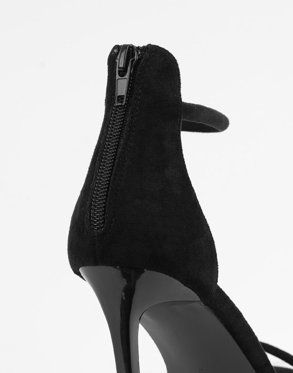 Simmi Black Suede Barely There Heeled Sandals