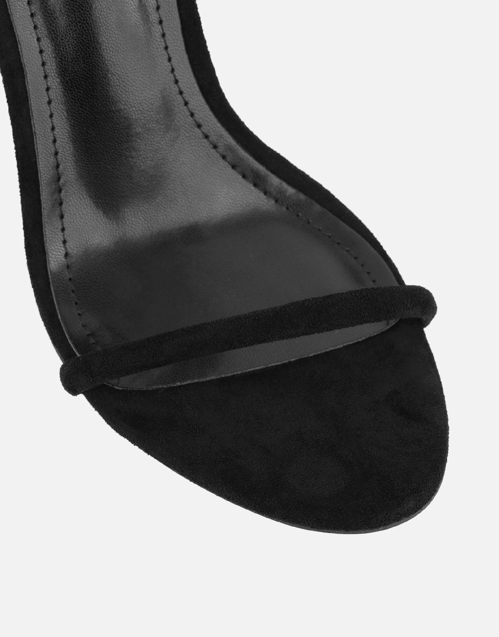 Simmi Black Suede Barely There Heeled Sandals
