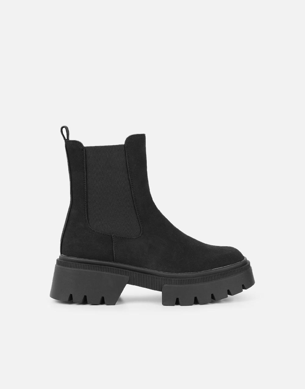 Simmi Black Suede Chunky Chelsea Boots