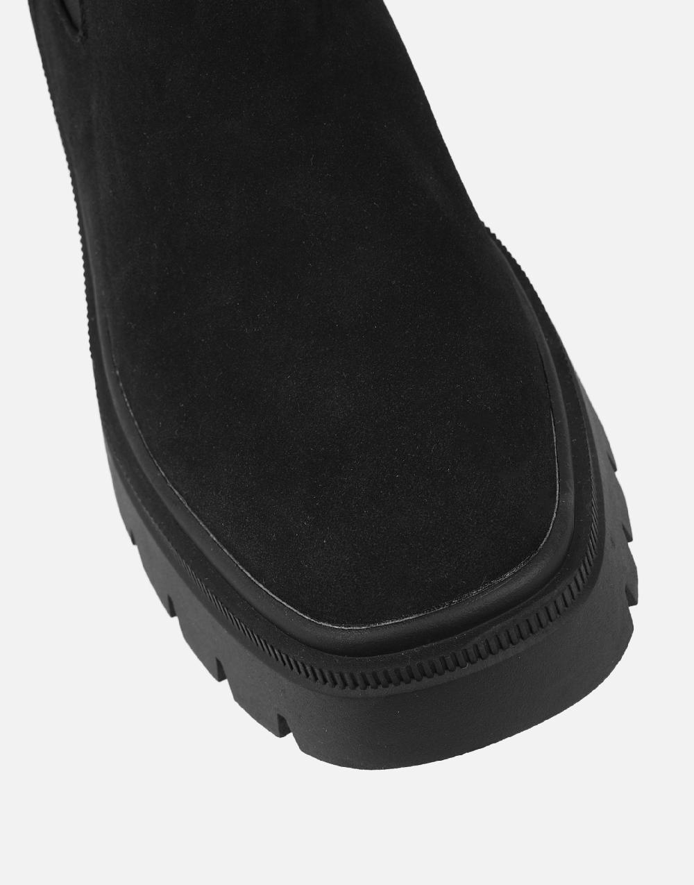 Simmi Black Suede Chunky Chelsea Boots
