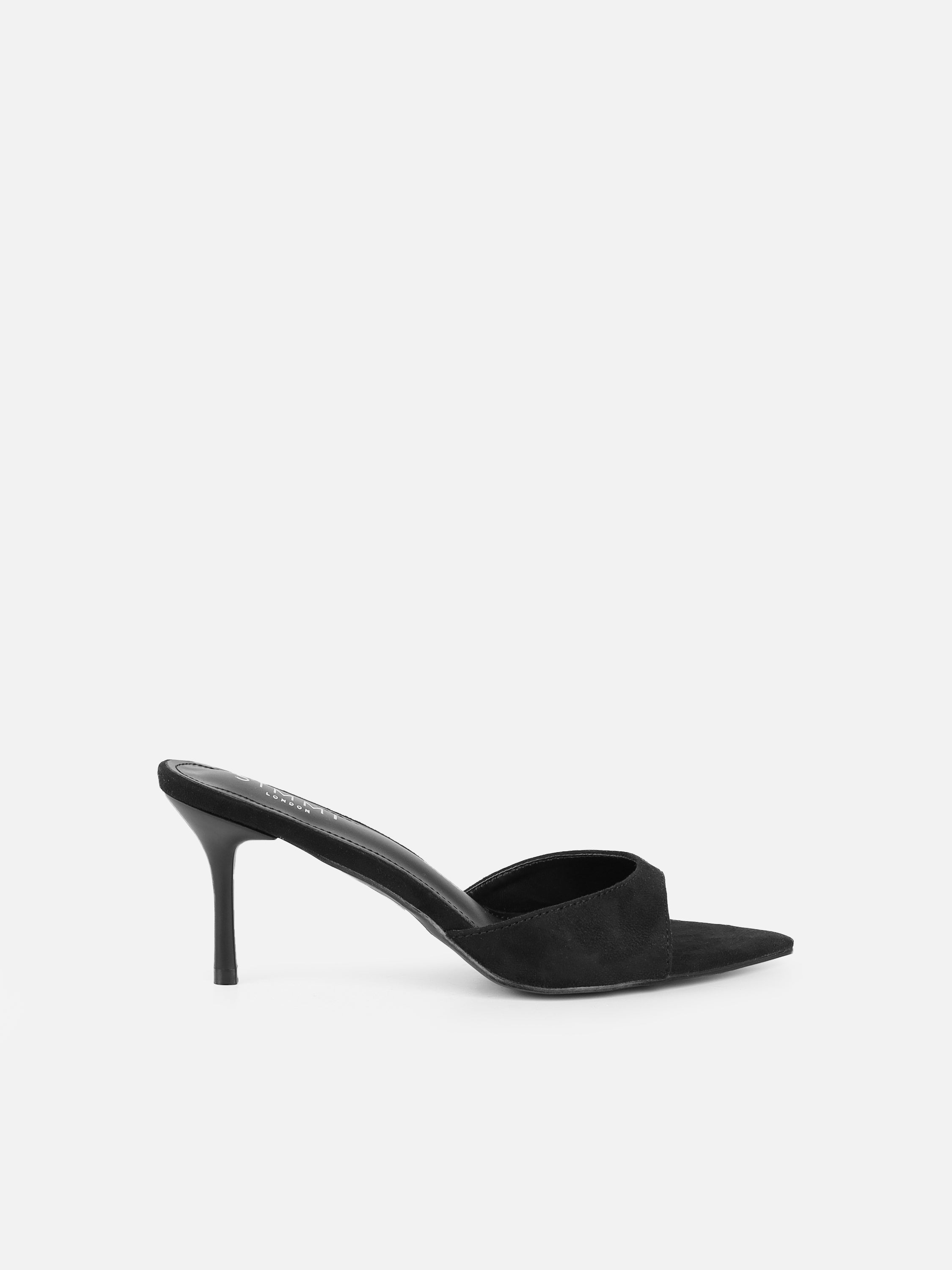 Simmi Black Suede Peep Toe Heeled Sandals