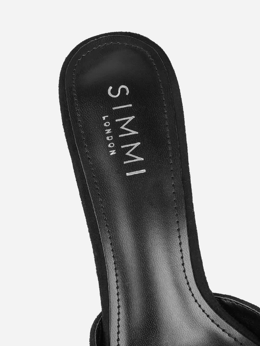 Simmi Black Suede Peep Toe Heeled Sandals