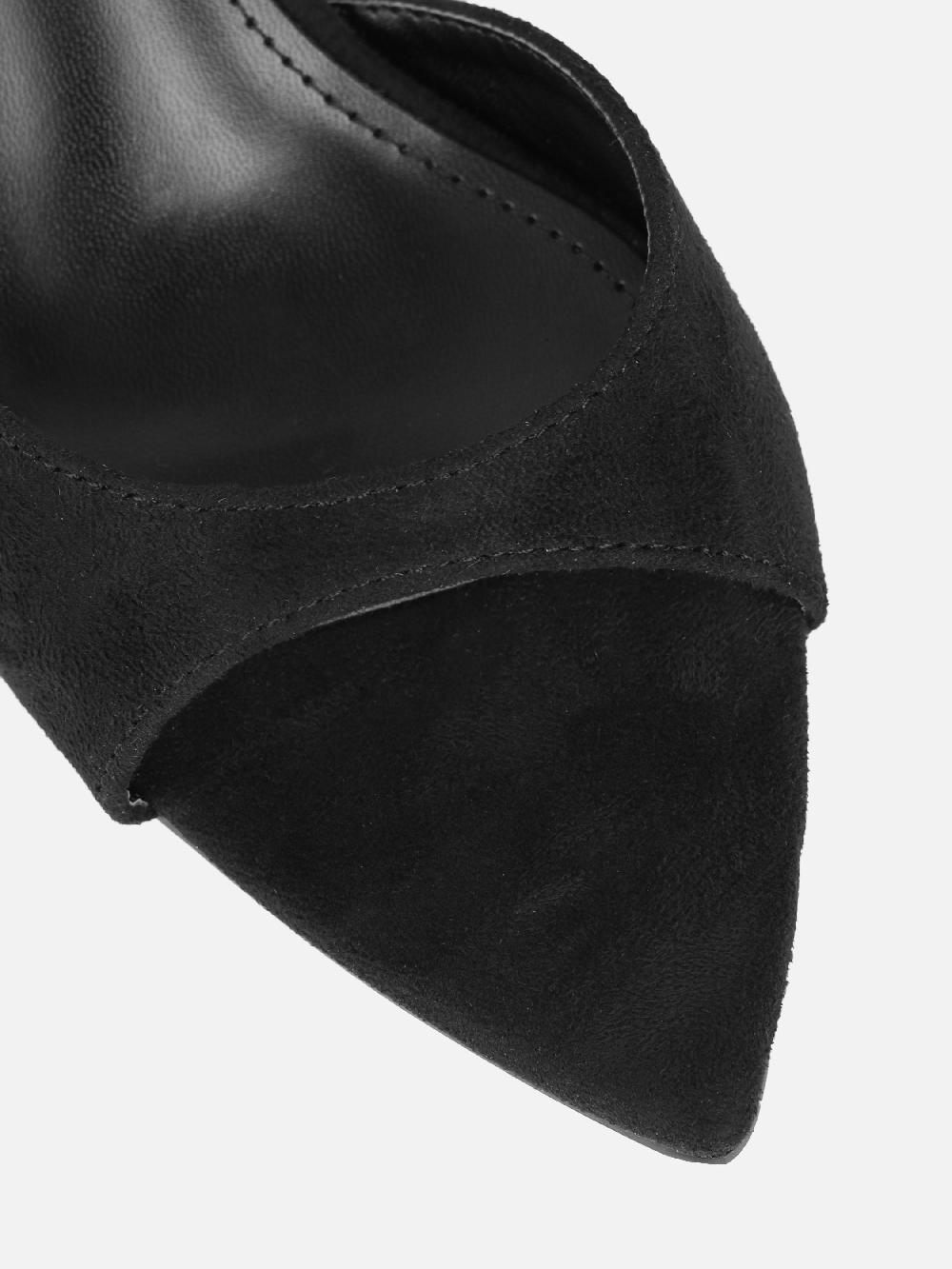 Simmi Black Suede Peep Toe Heeled Sandals