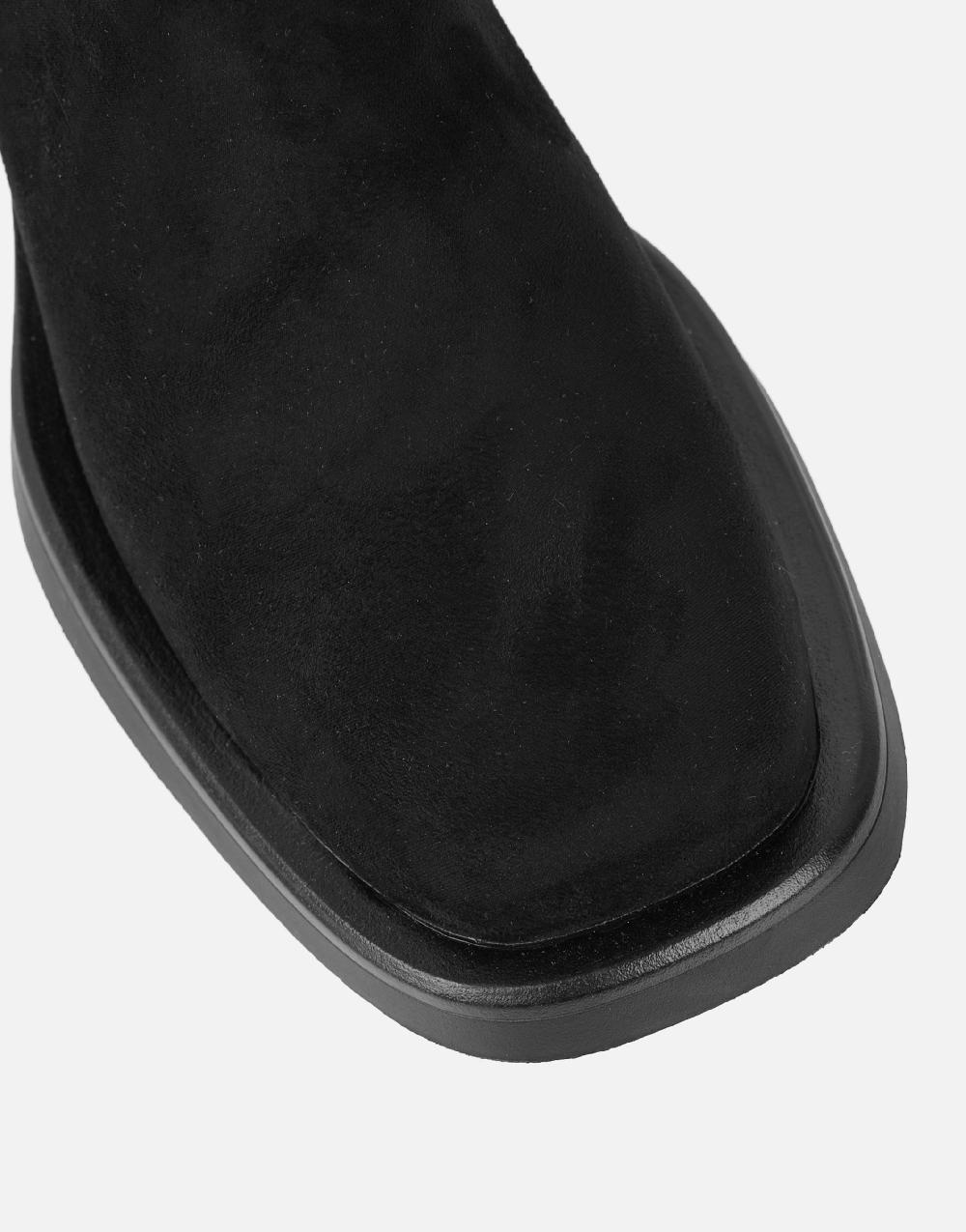 Simmi Black Suede Ruched Heeled Boots